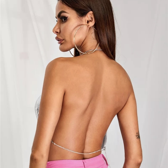 NWt Sexy Rhinestone Summer Party Crop Top S: Small-Medium - Picture 8 of 11